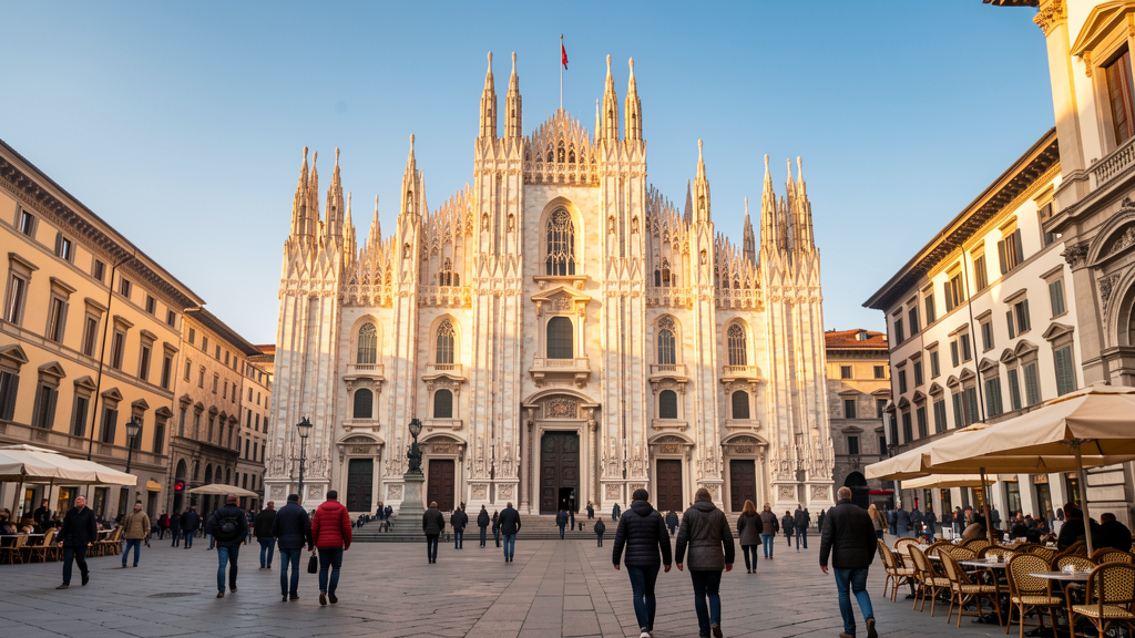 Piazza del Duomo Milano in autumn morning light